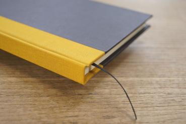 Preview: super notizbuch curry leinen safran leinen schwarz uni